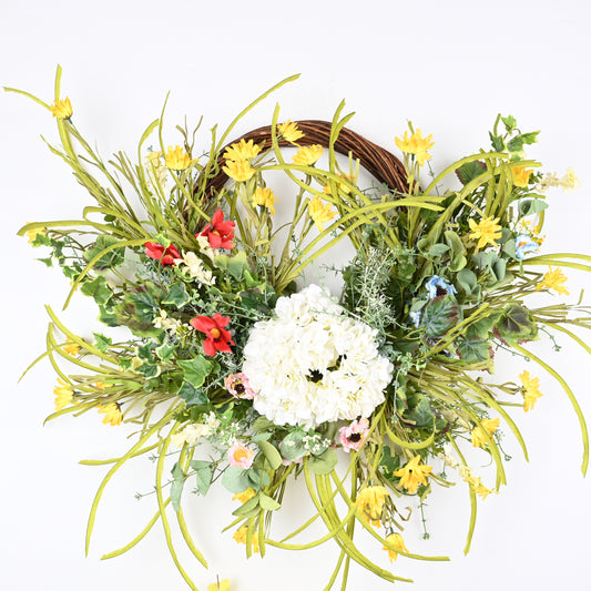 Front Door Wreath | Spring Wreath | 24inch Wreath | Hydrangeas, Daisy, and Colorful Flowers