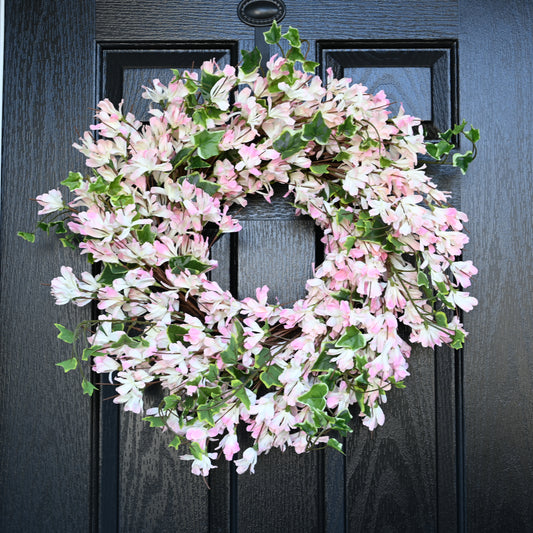 Front door wreath | Spring Wreath | 24inch Wreath | Pink Forsythia